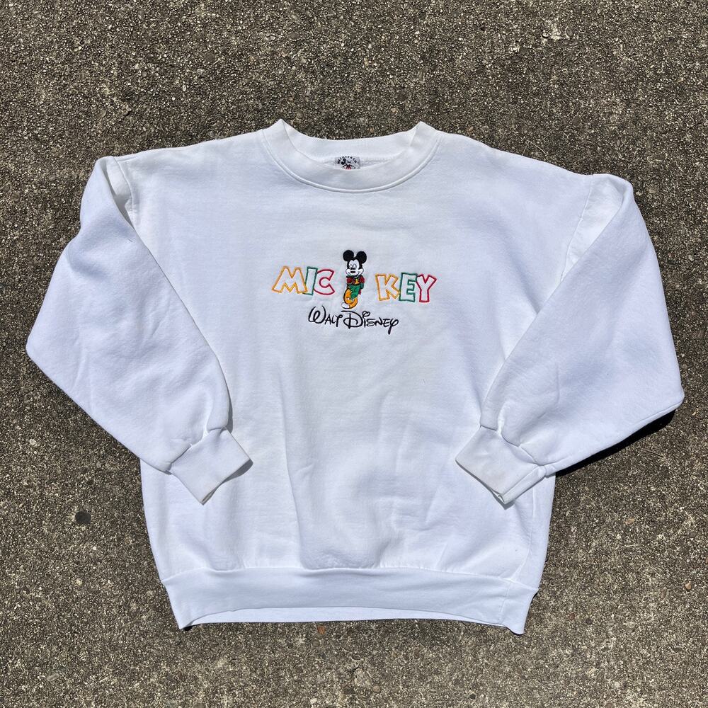 Vintage White Disney Mickey Mouse Sweatshirt Size Medium